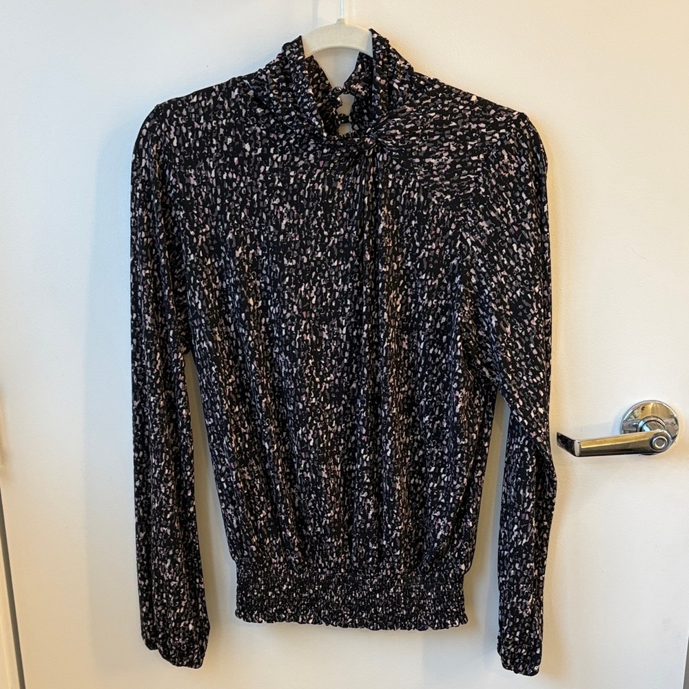 Allison Joy Black and Pink Patterned Blouse